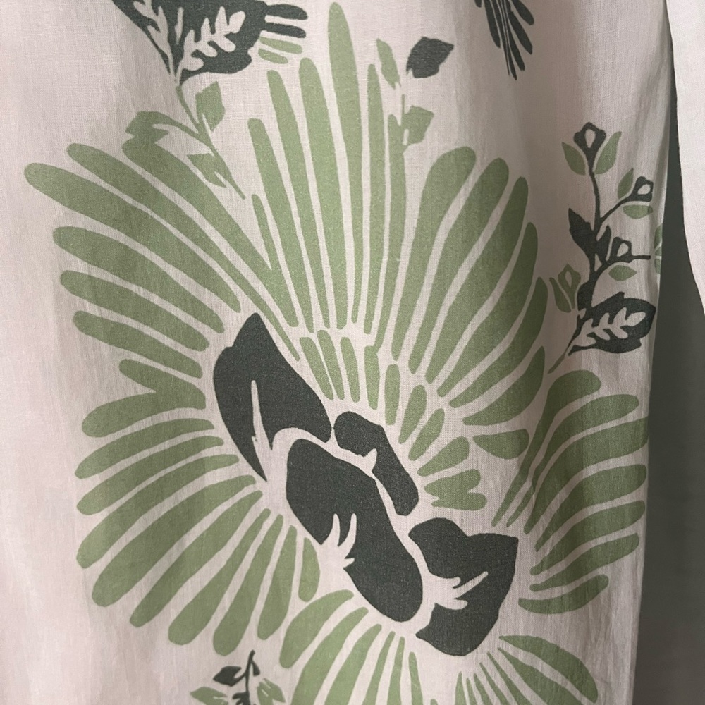 Haute Hippie White Green Floral Pants wide Leg high waist pants sz Large 12 14 - Picture 6 of 11